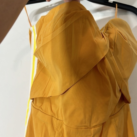 Uniq Yellow Strapless Zipper Back Ankle Length Romper w/Side Stripes LARGE NEW - Picture 4 of 8